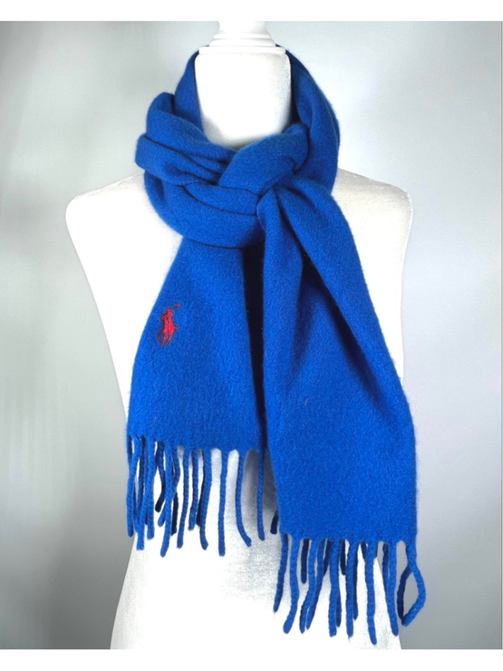 Unisex Polo Ralph Lauren Blue Cashmere Scarf One Size